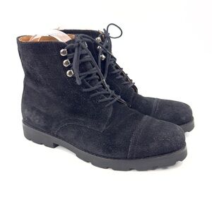 Vintage Ralph Lauren Suede Ankle Boots Womens 6.5 Combat Goth Grunge Lace Up
